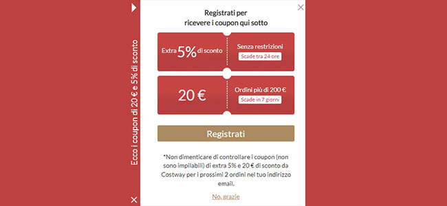 costway codice sconto